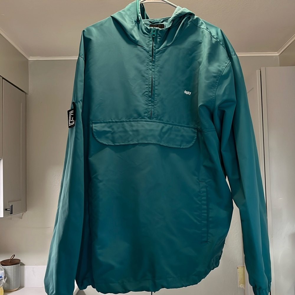 Obey teal anarak windbreaker